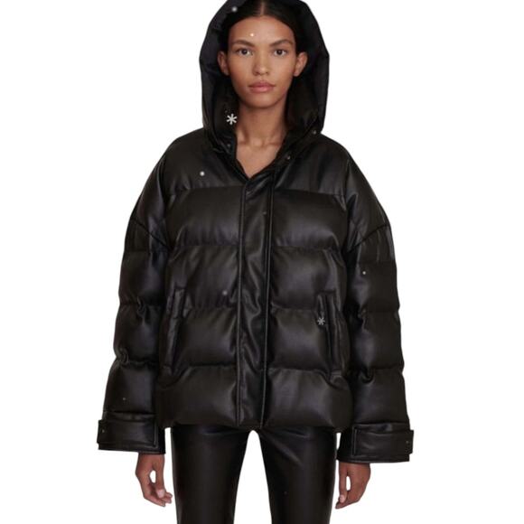 Staud Oversized Ace Coat Puffer Jacket With Hood Black Size Medium NWT Sold Out - Picture 5 of 15